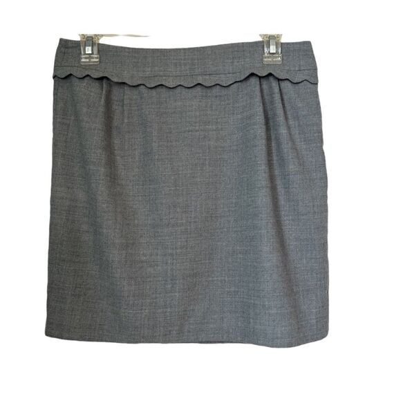JCREW Gray Mini scallop Waist 97% Wool Career Office Short Lined Skirt Sz 6 - Picture 4 of 7